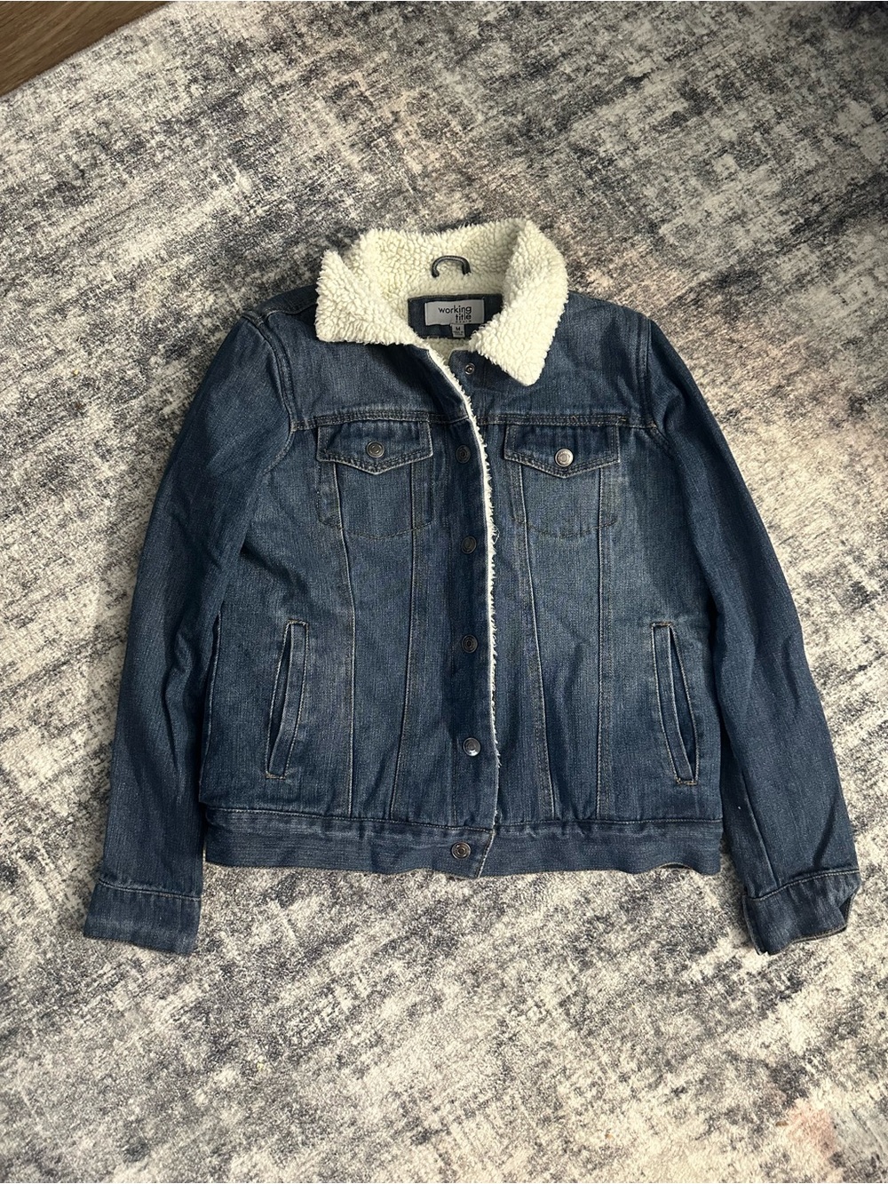 Women's Dark Blue Denim Sherpa Jacket